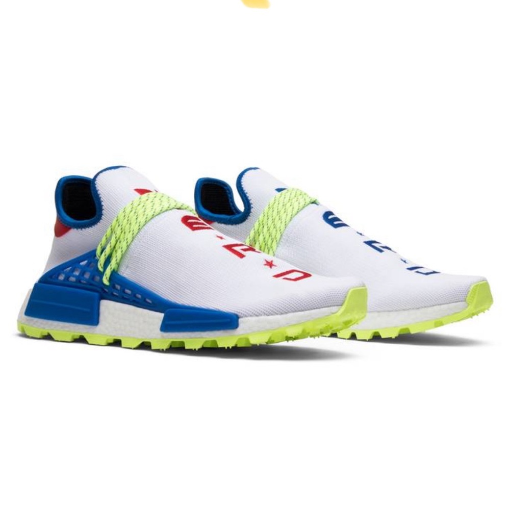 Red White Blue Neon Human Race Size 11 worn